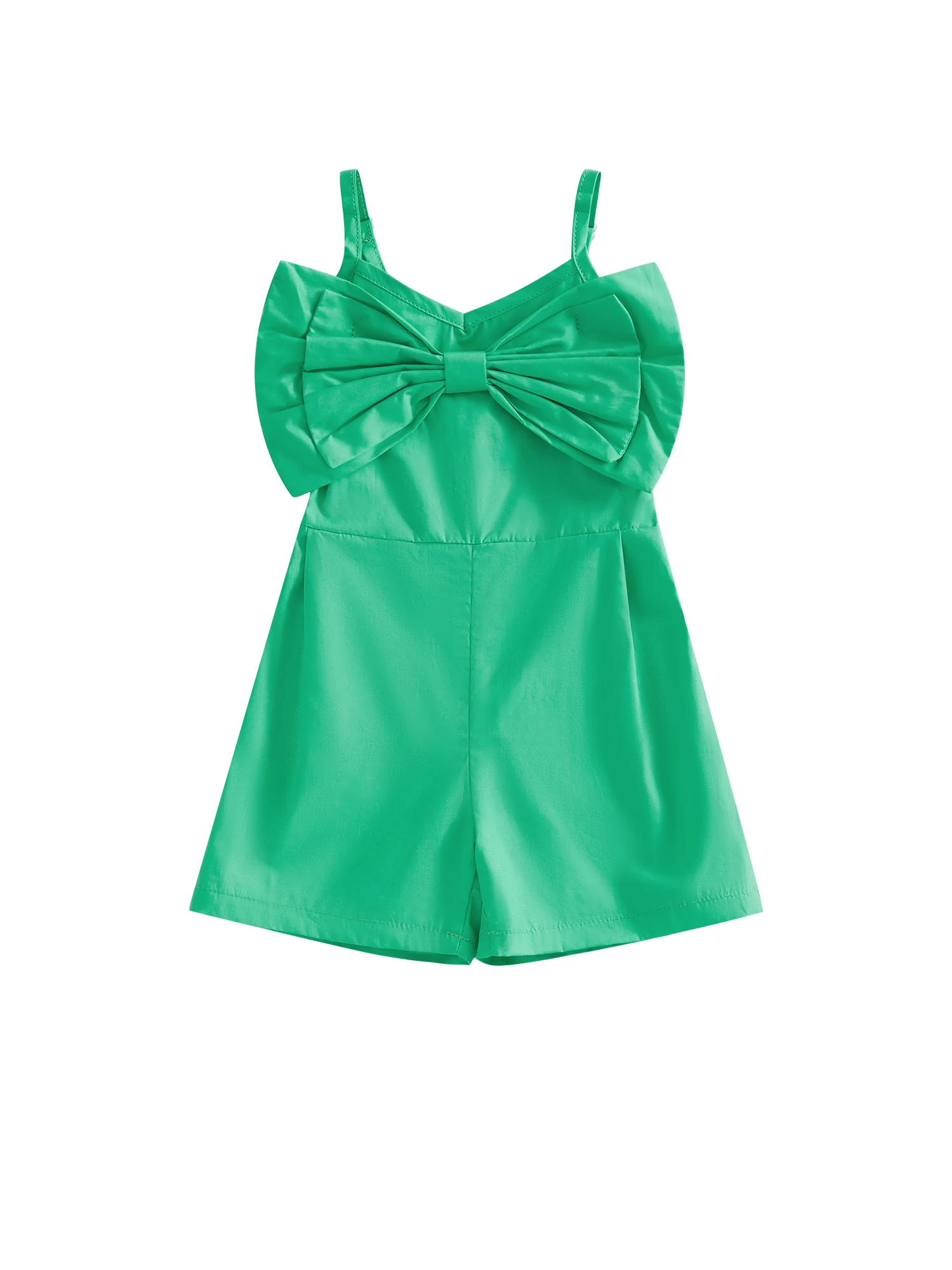 

Женский однотонный комбинезон без рукавов с V-образным вырезом и бантом