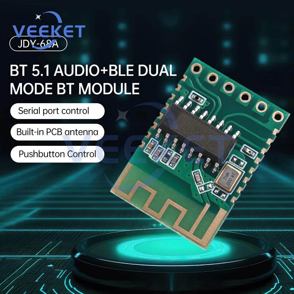 JDY-68A Двухрежимный аудиомодуль BLE Bluetooth 5 1 Плата воспроизведения Последовательный