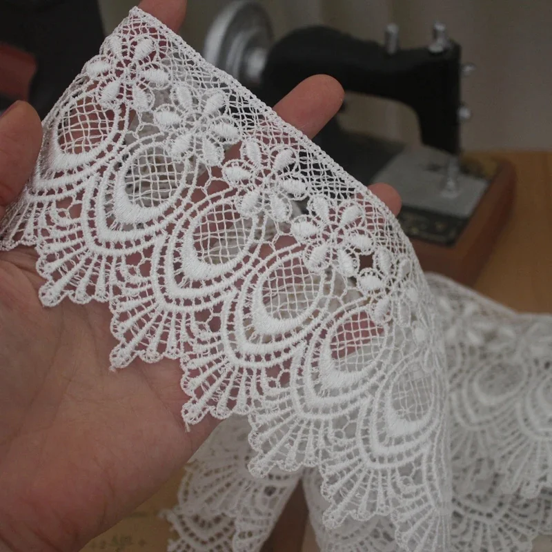 Молочная Шелковая Кружевная Отделка С Вышитым Цветком Приложение Белое