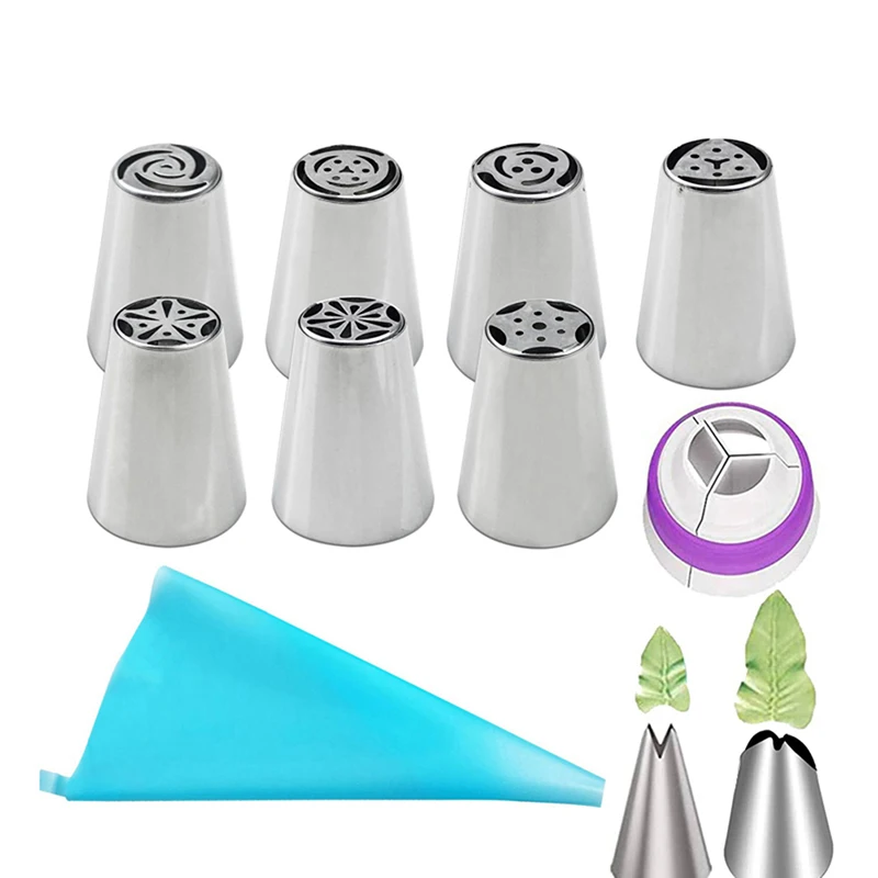 7/11Pcs/Set Russian Tulip Icing Piping Nozzles Stainless Steel Flower Cream Pastry Tips Nozzles Cake Decorating Tools