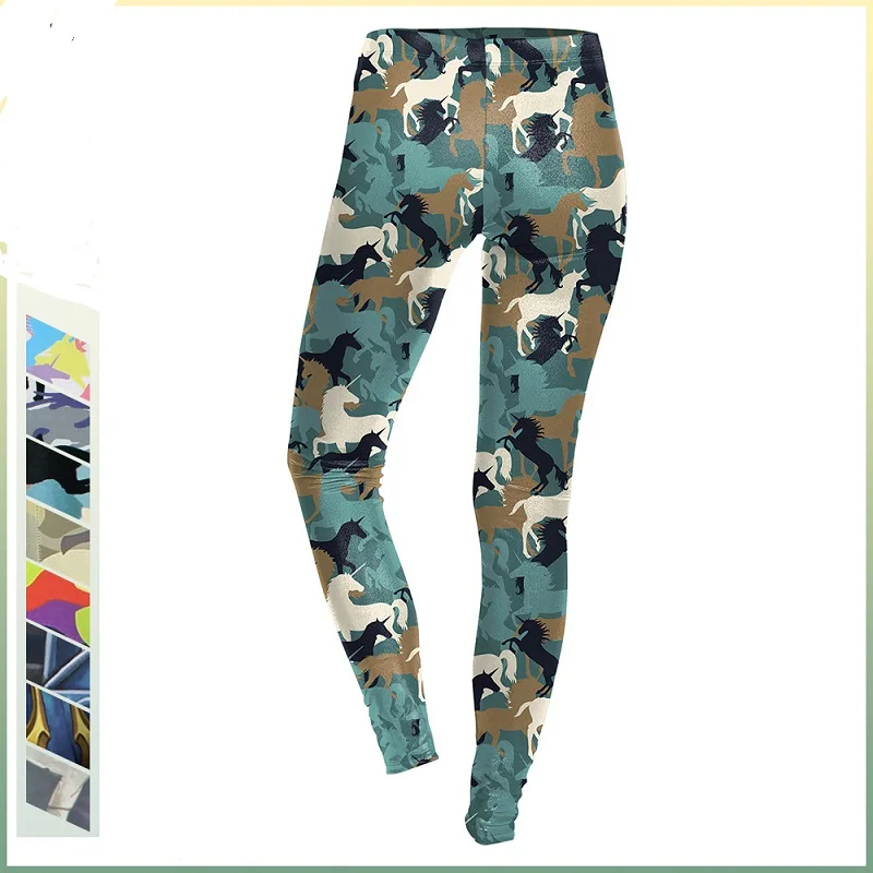 

Новые камуфляжные леггинсы KDK1744 с цифровым принтом единорога, женские брюки