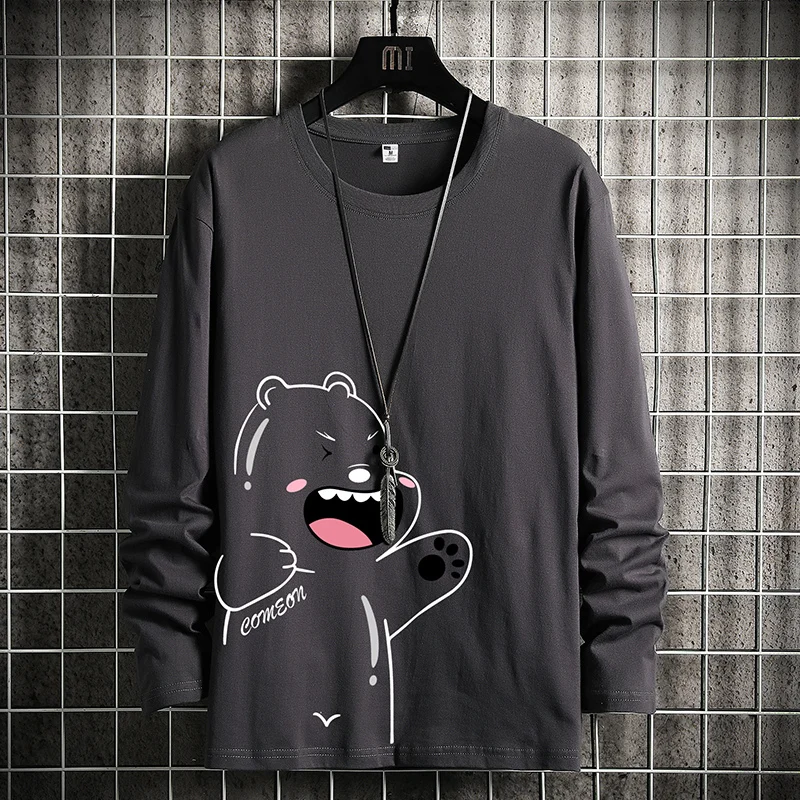 Spring and Autumn Clothing Long sleeves Shirt Men's Fat plus Size Plus size Loose round Neck Top 8XL Bottoming Hoodie M...