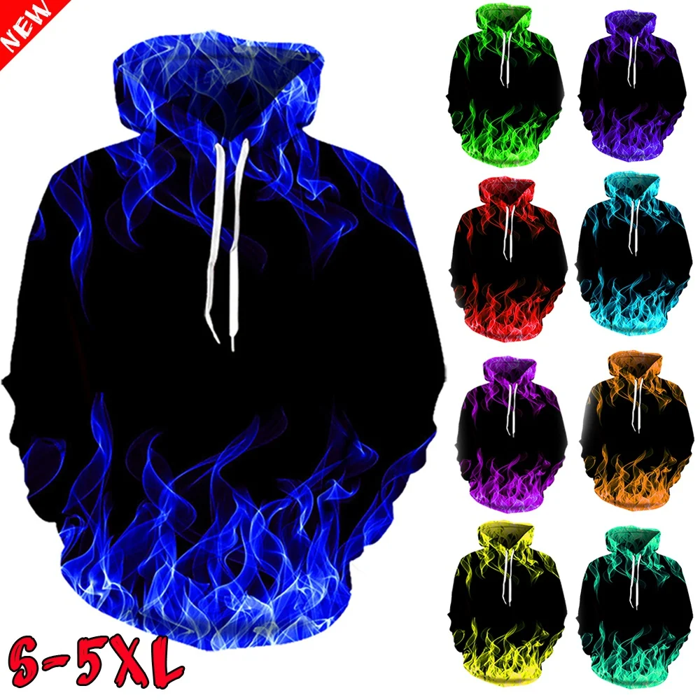 New Fahion Unisex Men Women 3D Digital Printing Flame Hoodies Casual Hoodie Thin Hooded Sweatshirts  XXS-6XL