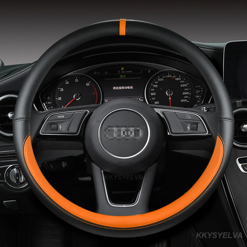 

Чехол рулевого колеса автомобиля Нескользящая кожа 38 см для Audi A1 A3 A4 A5 A6 A7 A8 Q2 Q3 Q5 Q7 Q8 R8, автомобильные аксессуары