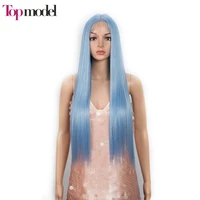 top model synthetic lace front wig for women natural color long yaki straight middle part lace wigs cosplay heat resistant fiber