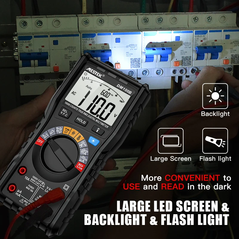 Цифровой мультиметр DM100B высокоточный 10000 отсчетов 1000 В переменного/постоянного