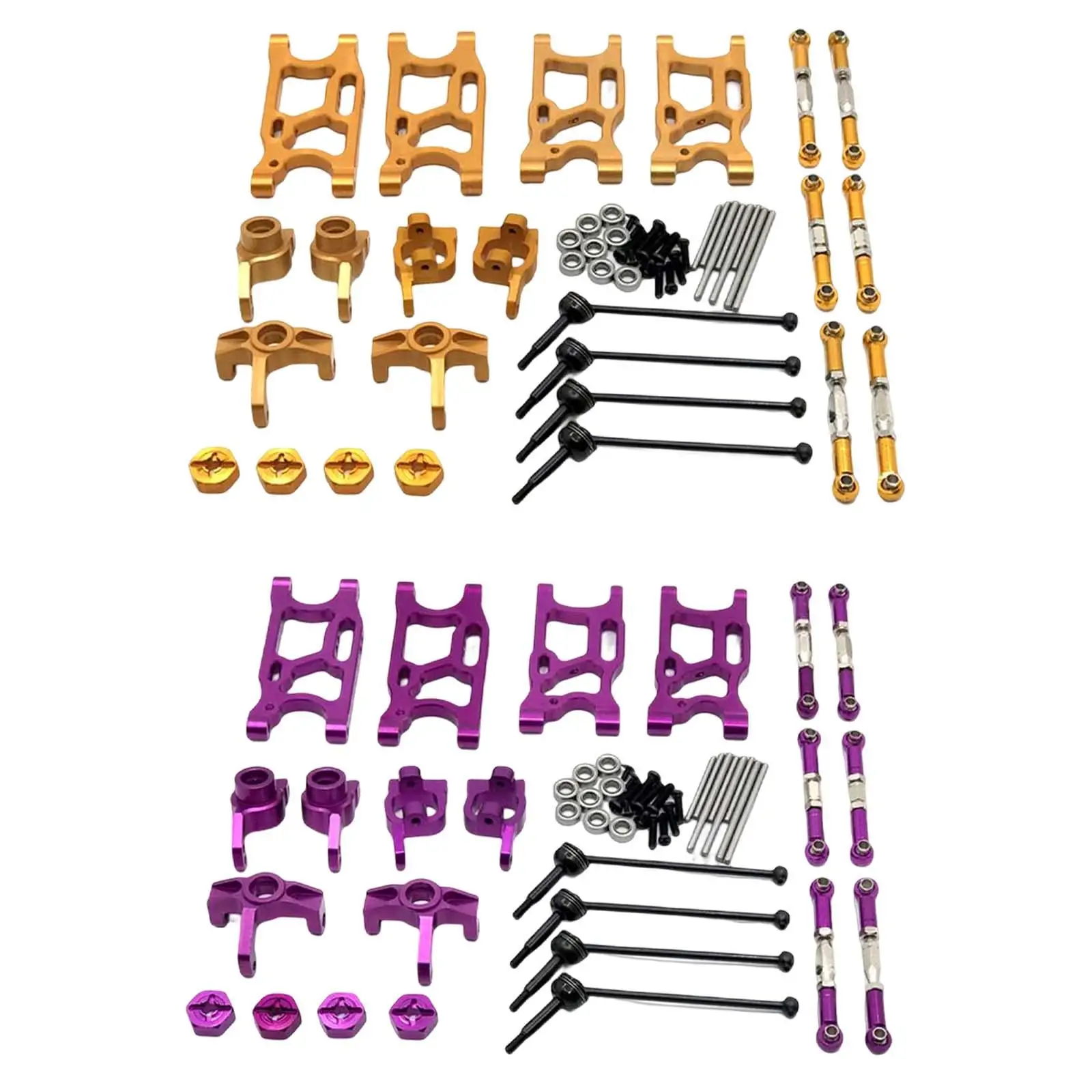 

1:14 RC Metal Complete Kit C-Hub Carriers Pull Rods CVD Steering Cups for Wltoys 144010 124016 144001 Trucks Replacement Parts