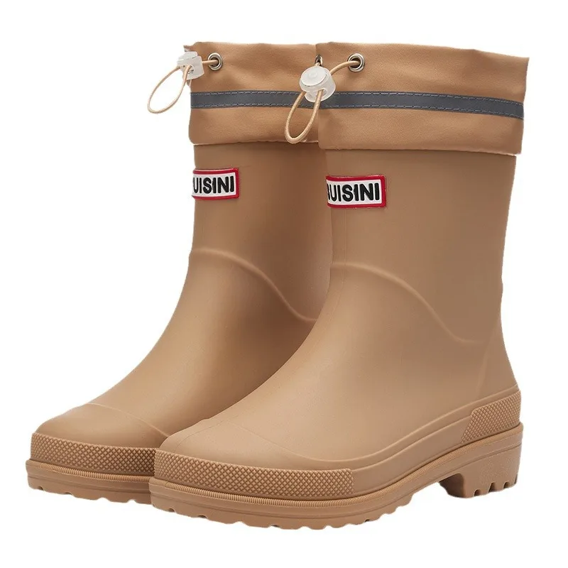 Новые женские сапоги до середины икры из ПВХ водонепроницаемые без шнуровки