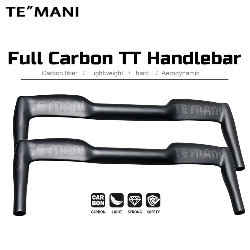 Фото Руль TEMANI Aero Carbon TT Bullhorn для шоссейного велосипеда с фиксированной передачей, легкий, 380-460 мм №1