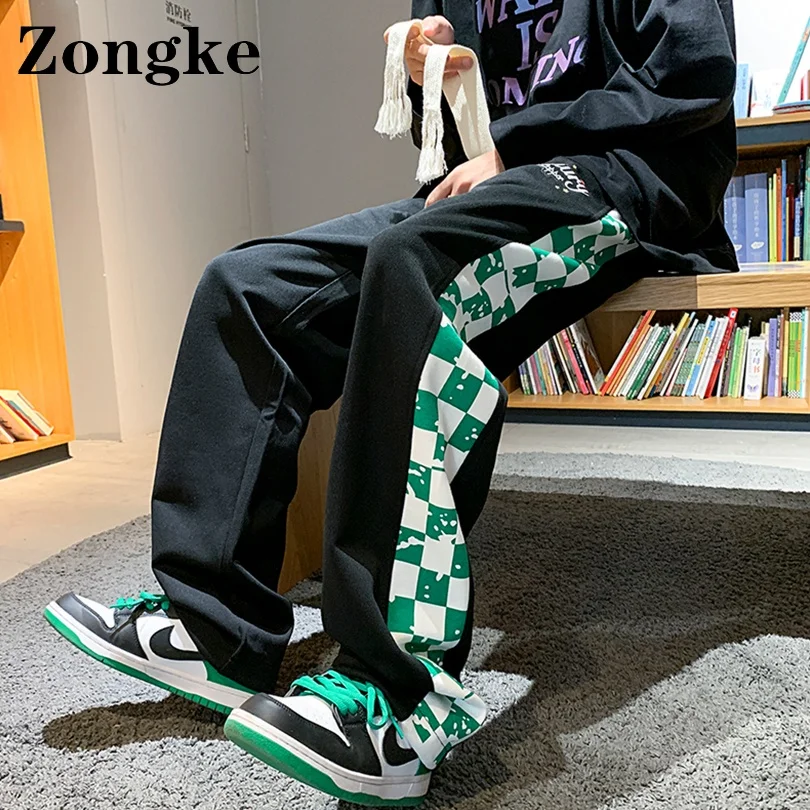 

Джоггеры Zongke мужские в клетку, уличная одежда, брюки в китайском стиле, Размер 2XL, цвет черный, мужские спортивные брюки Fashion, весна 2022