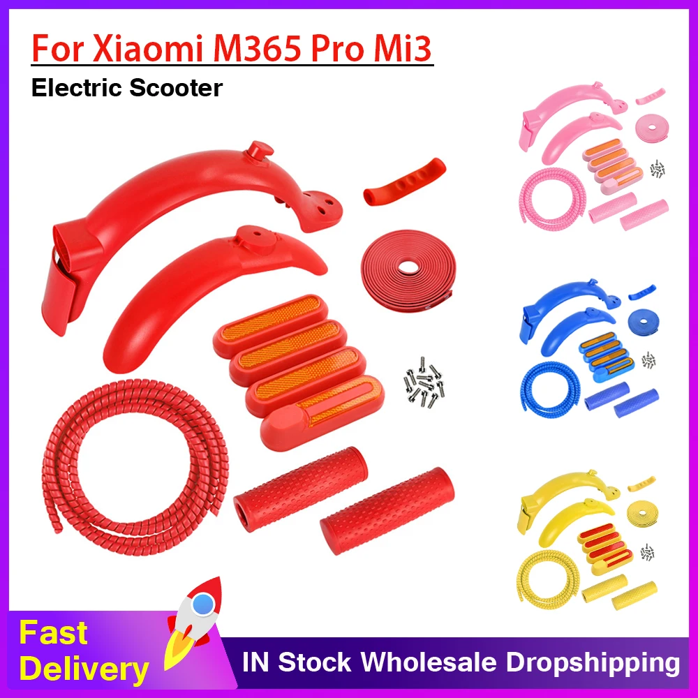 

New Rear Mudguard Set for Xiaomi Mi3 M365 1S Pro Pro2 E- Scooter Fender Guard Non-slip Silicone Handle Protective Case Decorate
