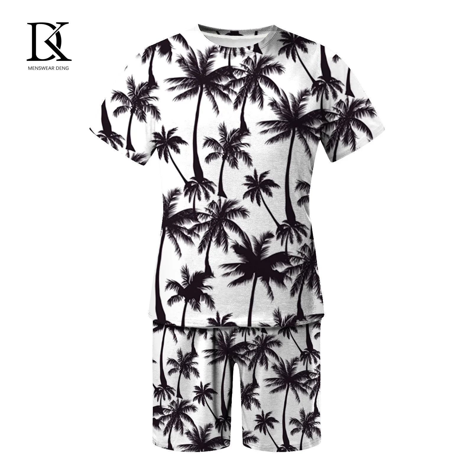 

DK Trend Men's 2 Piece Set Summer Male Tracksuits Casual Short Sleeves Maple Leaf 3D Print T-shirt+shorts Outfits Sportwear Tops
