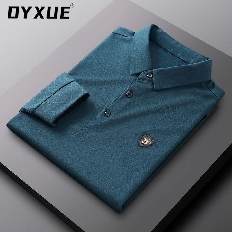 

2022 High End New Fashion Brand Designer Bee Embroidery Casual Turn Down Collar Long Sleeve Polo Shirts Male Tops Men Clothes