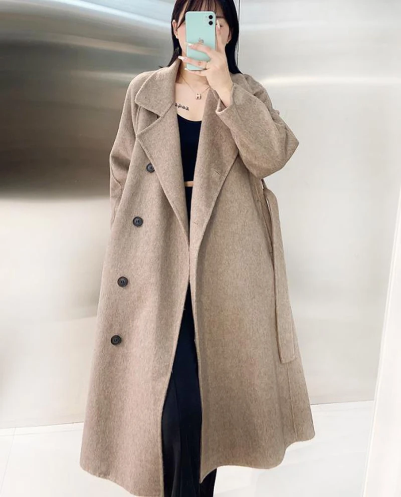 

2022 Best Fall Winter New Fashion Elegant Ladies Clothing Woolen Long Casual Button Belt Coat Coat Coat Comfortable Versatile
