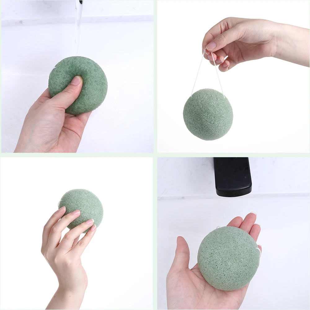 Фото Губка Konjac для мытья лица, круглая губка konjac konnyaku, очищающий отшелушивающий крем для лица, спонж для купания, спонж для мытья лица №2