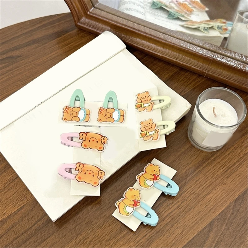 Эстетические заколки для волос Заколка с мультяшным медведем Элегантный боковой