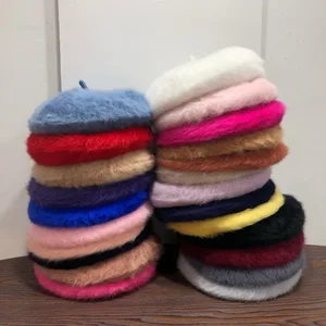 12 Colors Soft Women Winter Elegant Multicolor Artist Rabbit Fur Lapin Newsboy Beanie Beret Hat