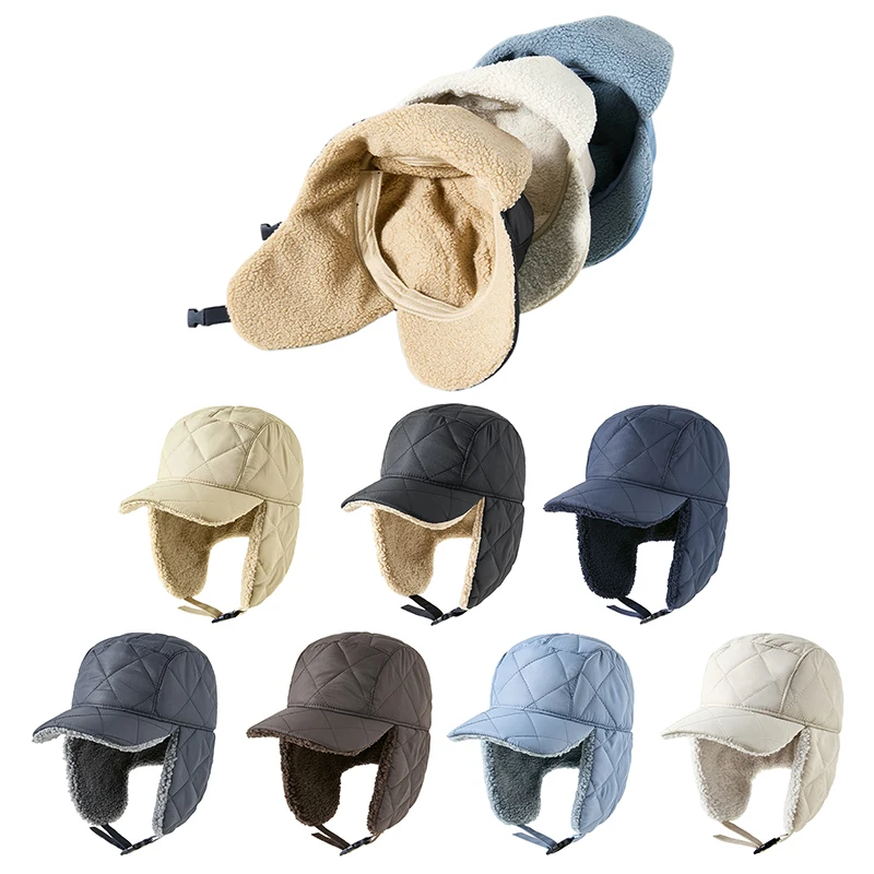 Зимняя плюшевая шапка с ушками для мужчин и женщин ветрозащитные теплые уличные