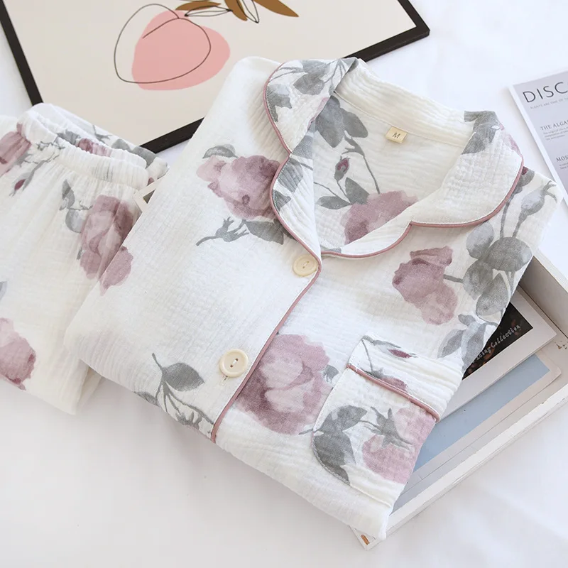 100% Cotton Pajama Sets For Women Sleepwear Floral Print Loungewear Women Set Pijama Soft Night Wears For Women