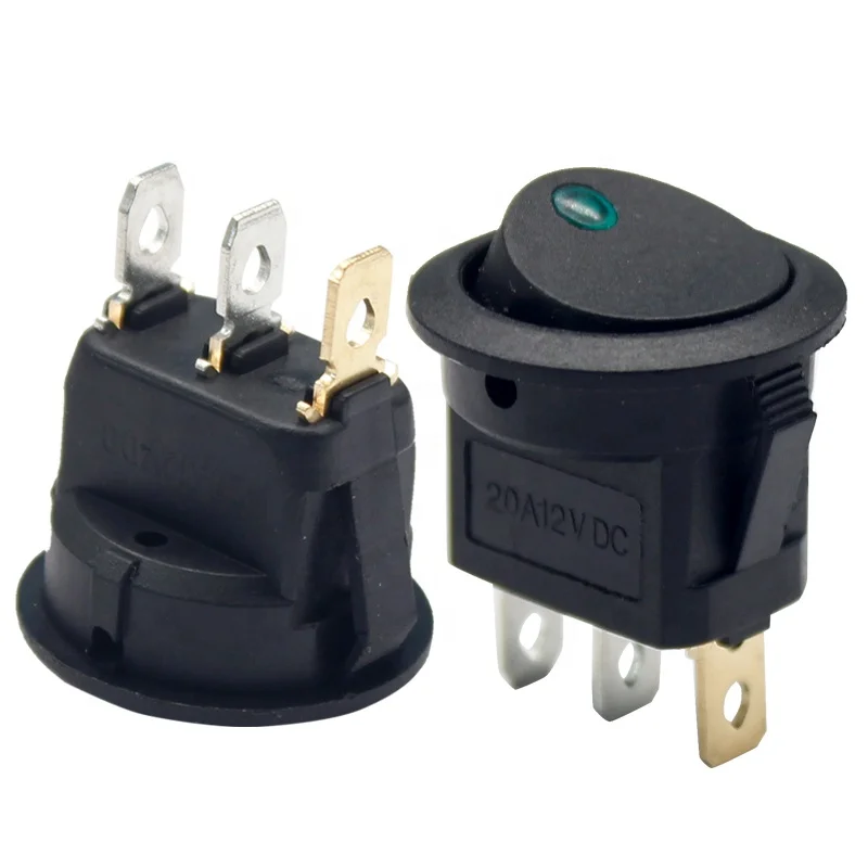 

12V 20A green light car marine bus DC round rocker switch