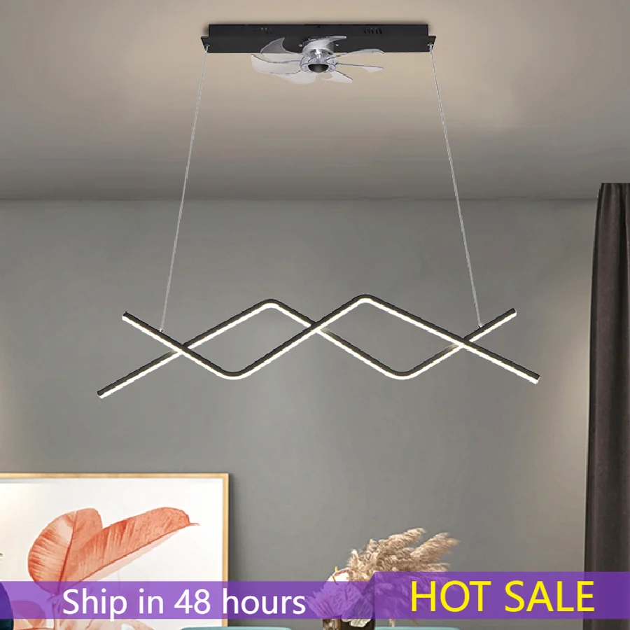 

Нордический потолочный вентилятор для ресторана с подсветкой и дистанционным управлением, украшение для гостиной, подвесные светильники ...