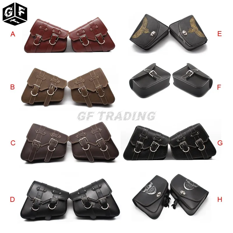 

Universal Motorcycle PU Leather Left/Right Side Saddlebag Saddle Bag Luggage Bag Tool Bags Storage for Harley Sportster Honda