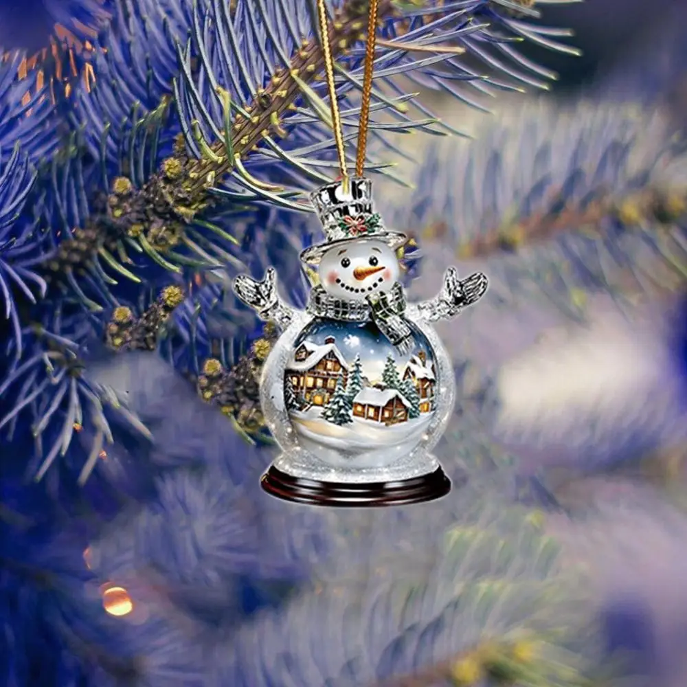 2D Рождественский акриловый кулон плоский снежок Санта-Клаус подвесной орнамент