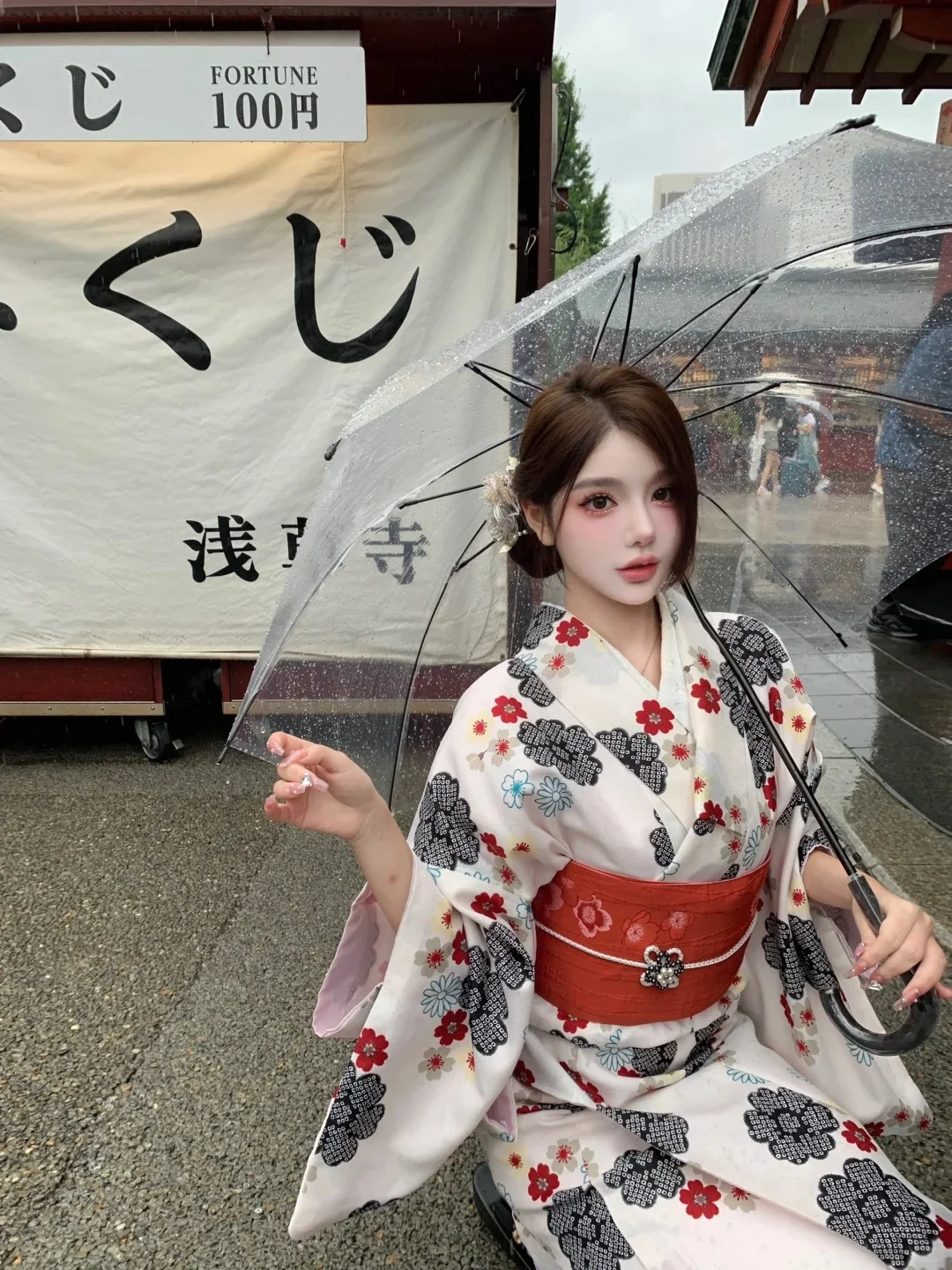 Японское кавайное Розовое Кимоно с принтом сакуры короткий пояс бантом