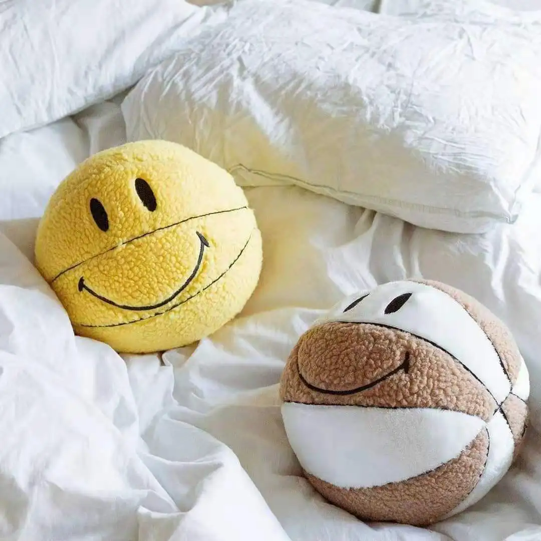 

32cm Creative Smile Ball Plush Toy Cute Basketball Pillow Car Home Basketball Doll Smiley Ball Vent Throw Doll Pillow Funny Gift