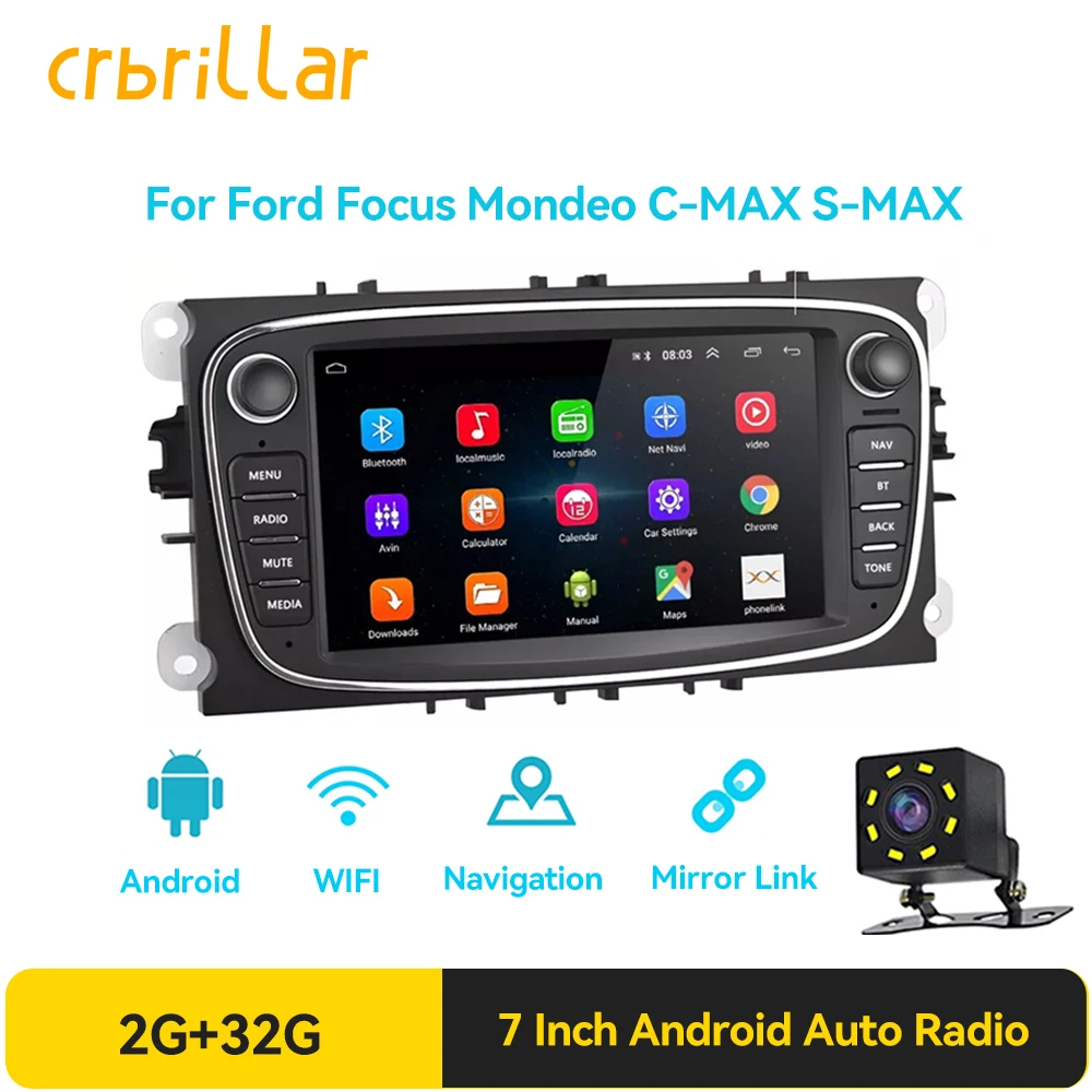 

Car Android CarPlay Radio Multimedia Player For Ford Focus S-Max Mondeo 9 Galaxy C-Max GPS Navigation Video NO DVD 2din 2 din