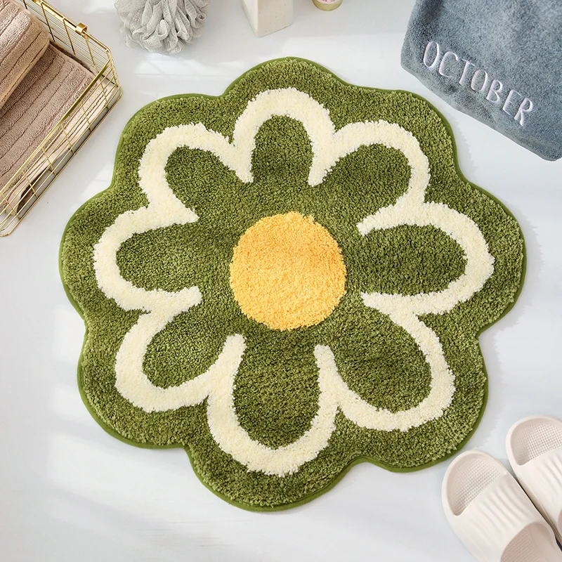 

Round Flower Rug Super Soft Flocking Plush Floor Rug Living Room Non Slip Carpet Sofa Bedside Rugs Baby Crawling Mat Doormat Rug