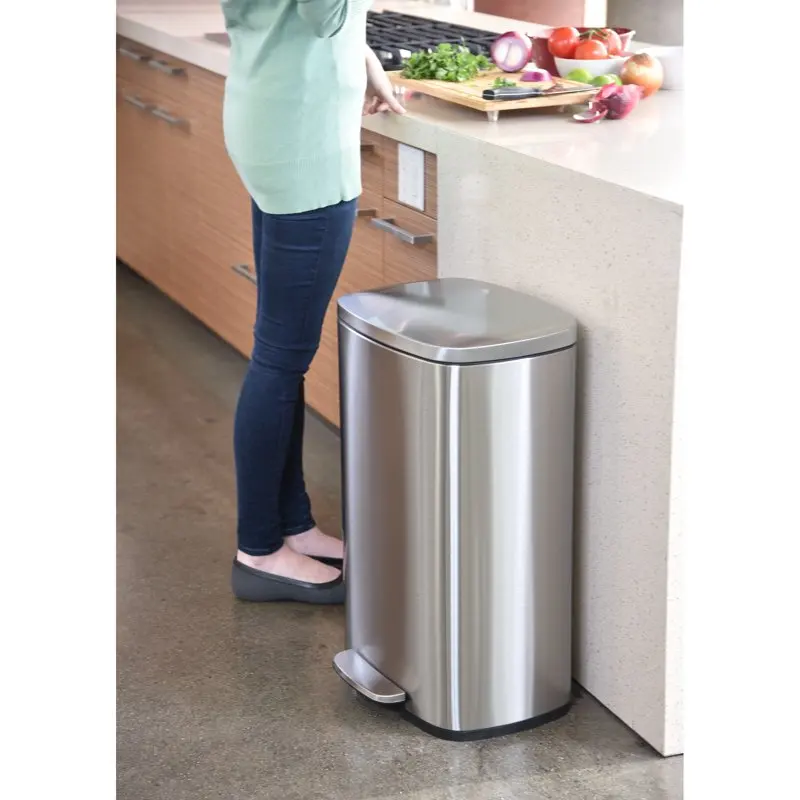 

Stainless Steel 50 Liter 13.2 Gallon Kitchen Trash Bin Step Pedal Garbage Can - Durable and Sturdy Design for Convenient Waste D