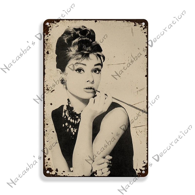 Одри Хепберн металлический постер в стиле ретро голливудский фильм плакат