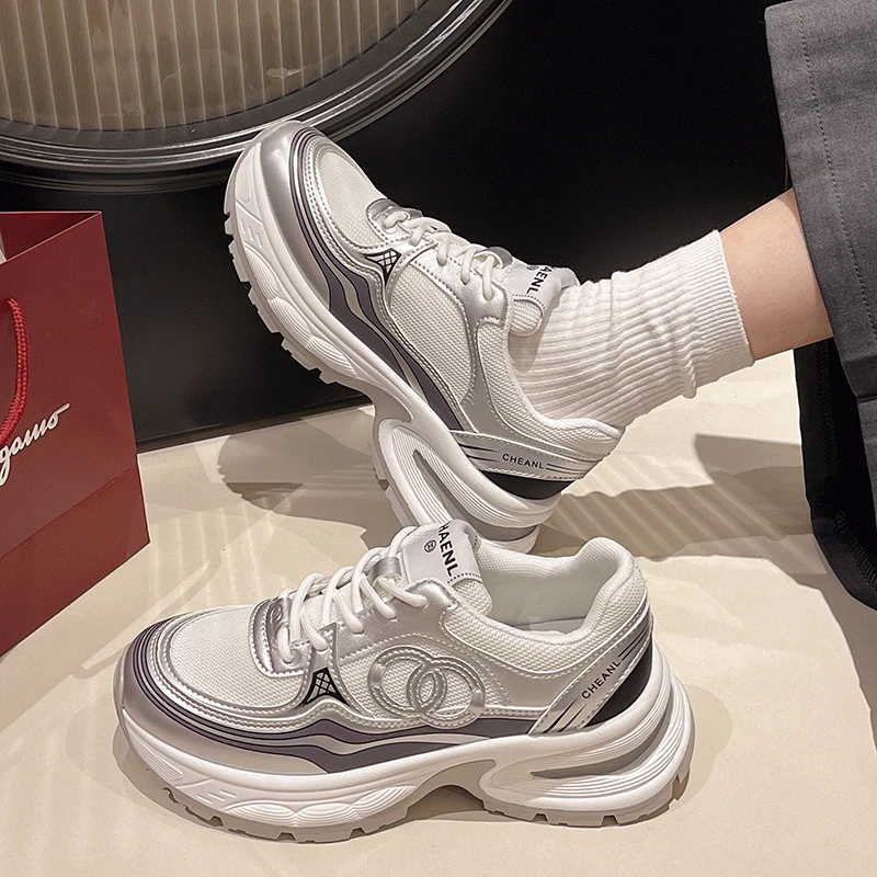 Женские Кроссовки С Дышащей Сеткой Толстая Вулканизированная Подошва