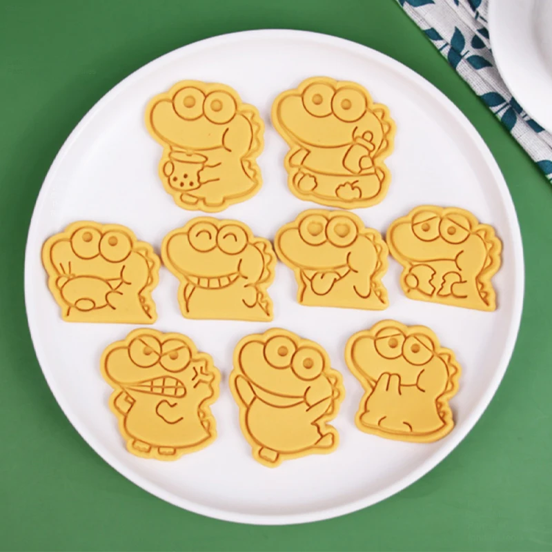 

Acrylic Mini Cartoon Dinosaur Cookie Cutter and Fondant Embosser 3D Dinosaur Hand Press Mold Baking Accessories and Tools Kids