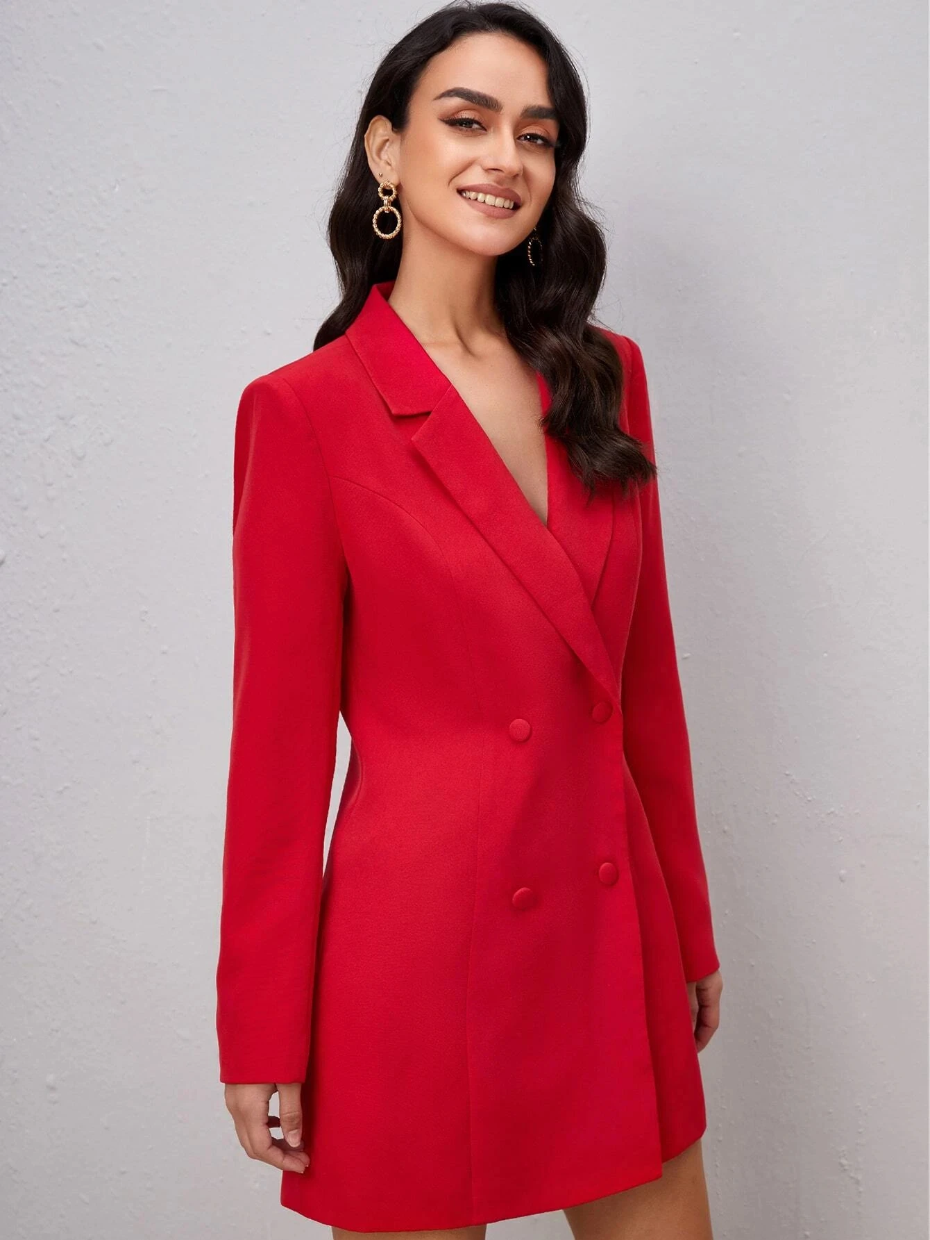 Double Breasted Blazer Dress Prom Party Lapel For Elegant Women