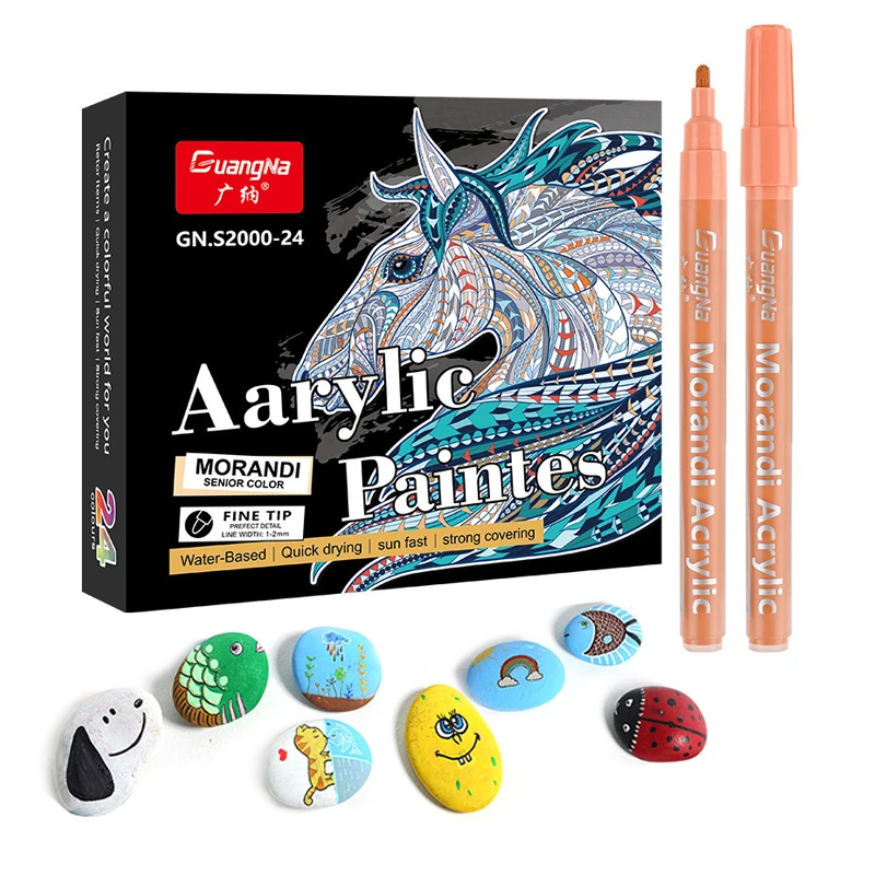 12/24/36/48 цветов акриловая краска маркер ручка 2-3 мм Morandi акриловый для рок