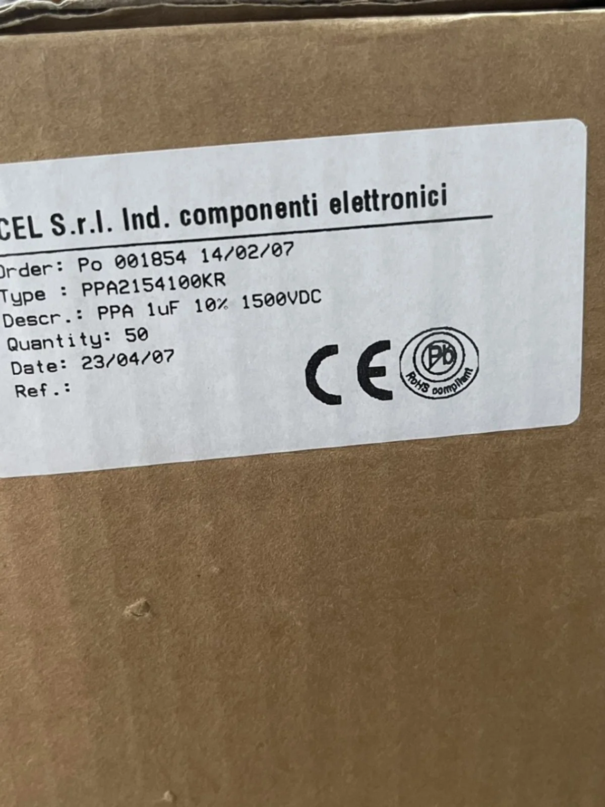 5 шт. итальянские конденсаторы для пленки ICEL PPA2154100KR 1UF 1500V