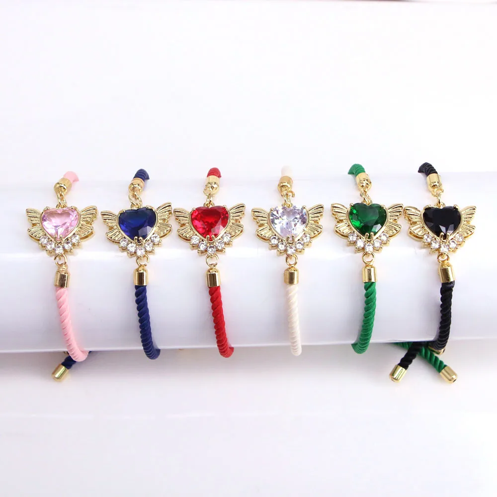 

5 шт., изысканный шнур, браслет, сердце, крыло, циркон, Женский Золотой браслет-цепочка для женщин, ювелирные изделия