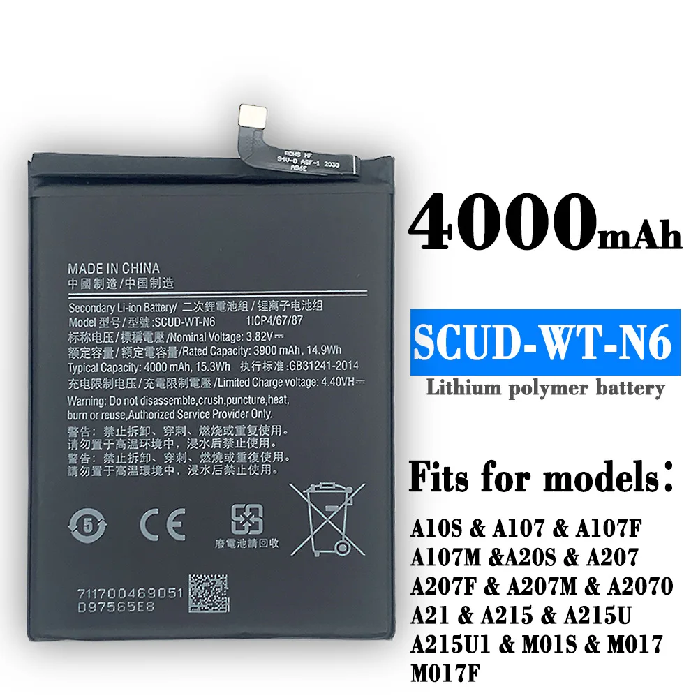 

Orginal SCUD-WT-N6 New Battery For Samsung Galaxy A20S A10S SM-A2070 A207F-M A107F-DS Honor Holly 2 Plus 4000mAh Lithium Bateria