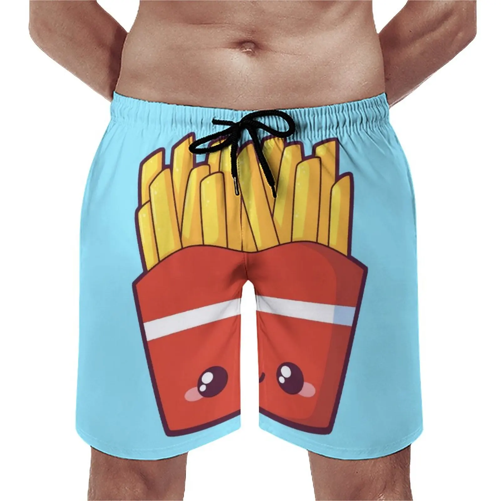 

Fries Beach Shorts CausalAdjustable Drawcord Loose Elastic Sports Breathable Quick Dry High-Quality Summertime Arbitrary Unisex