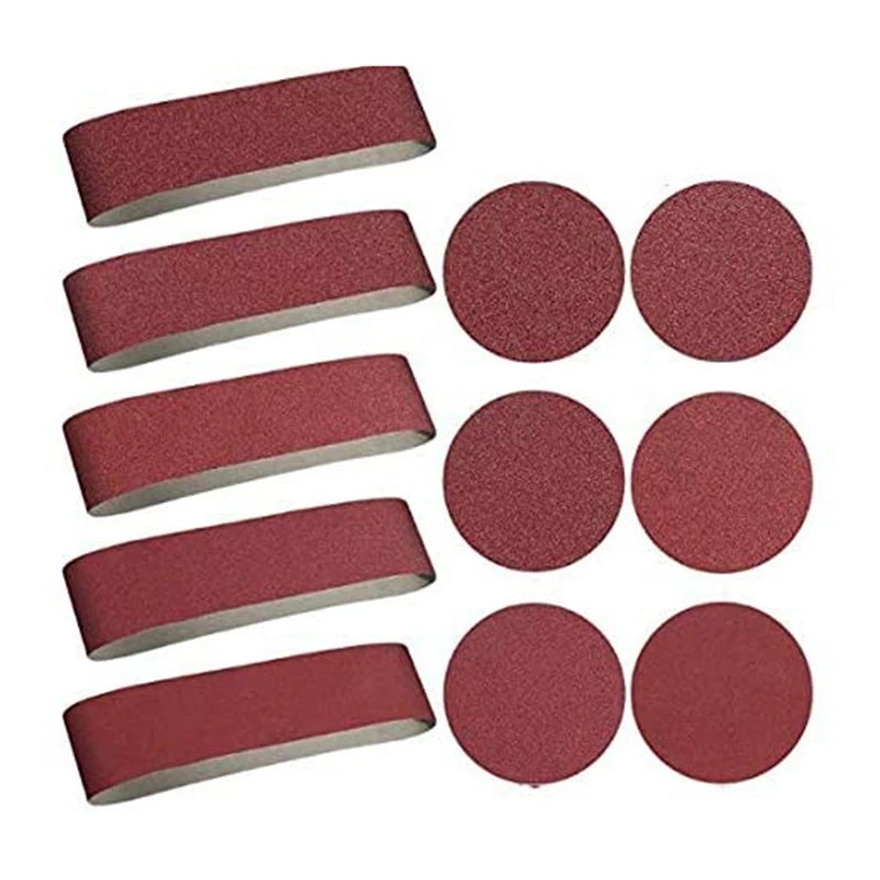 

22 PCS Aluminum Oxide Sanding Belts 4 x 36 Inch Sanding Belts (80-400 Grits) and 6 Inch Sanding Disc Belt (80-400 Grits)