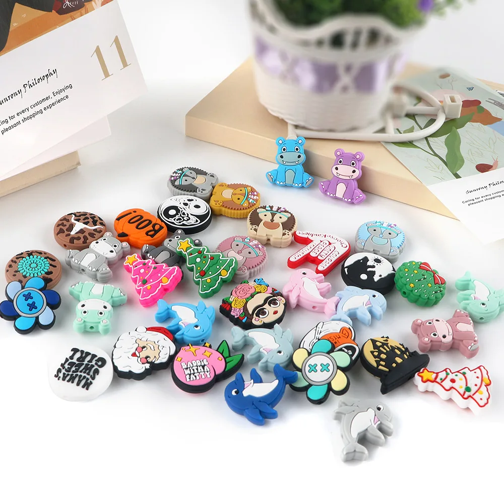 Kovict 50-200Pcs New Cartoon Dolphin Pumpkin Peach Silicone Beads DIY  Jewelry Bracelets Making Necklace Accessories