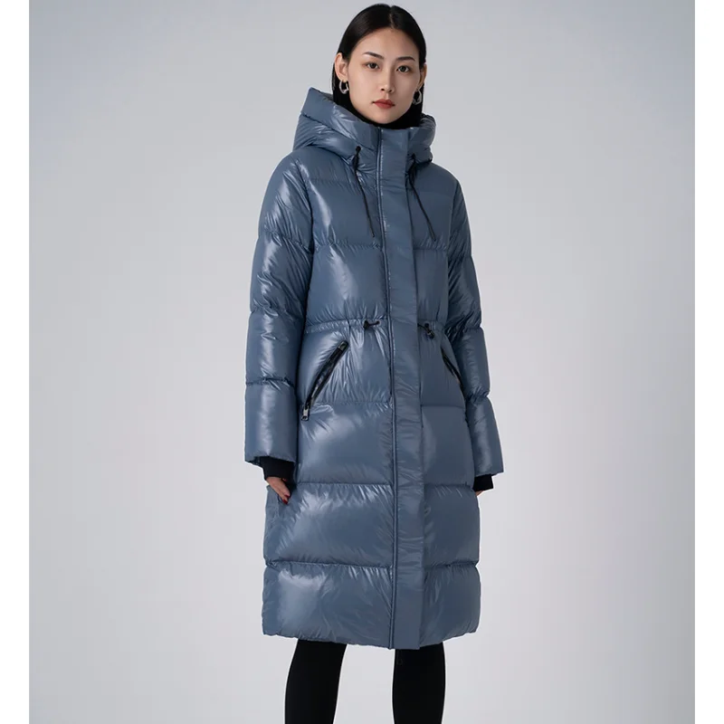 Goose Down Jacket Women's Super Waterproof and Cold Resistant Hooded Design Thickened Long Coat Autumn and Winter New Style