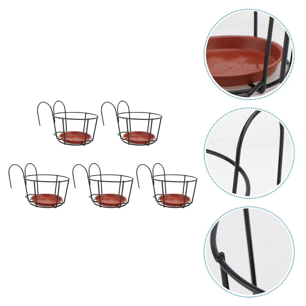 

5 Sets Hangers Hanging Plants Rustic Outdoor Decor Wall Flower Pot Ring Bracket Shelves Storage Mounted Holder