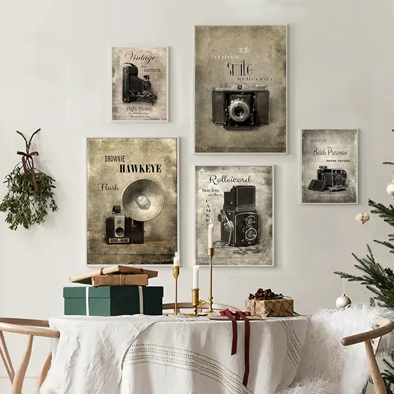 

Винтажная фотокамера черный белый ретро холст картина стены фотография картины для гостиной домашний декор