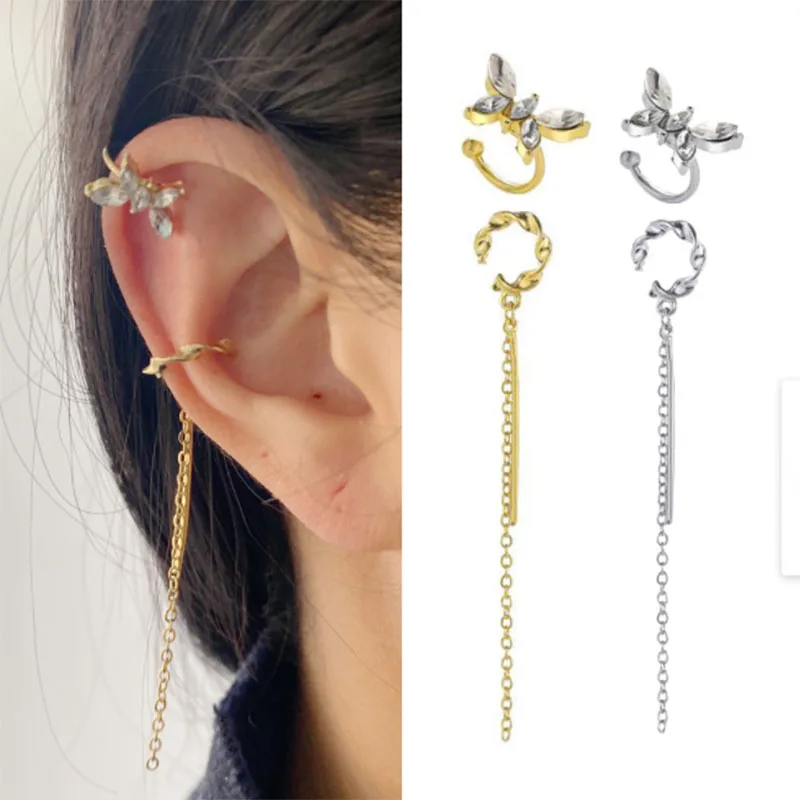 

Fashion Shining Zircon Butterfly Ear Clip Earrings for Women Girls 1pc Non Piercing Ear Cuff Ear-hook Party Wedding Jewelry Gift
