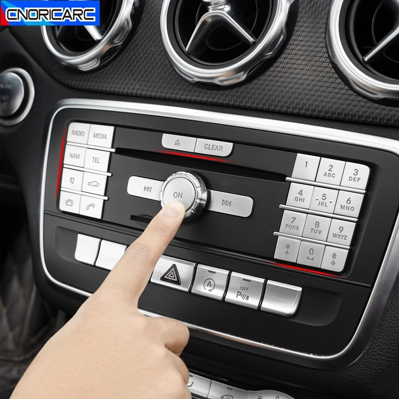 

Car Central Control Multimedia Button Decoration CD Panel Frame Stickers For Mercedes Benz GLA X156 CLA C117 A B Class W176 W246