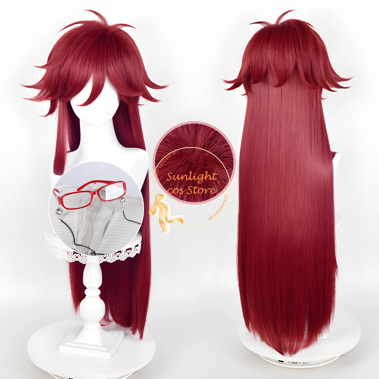 Парик для косплея аниме Грелл Сатклифф длинные темно-красные парики 90 см