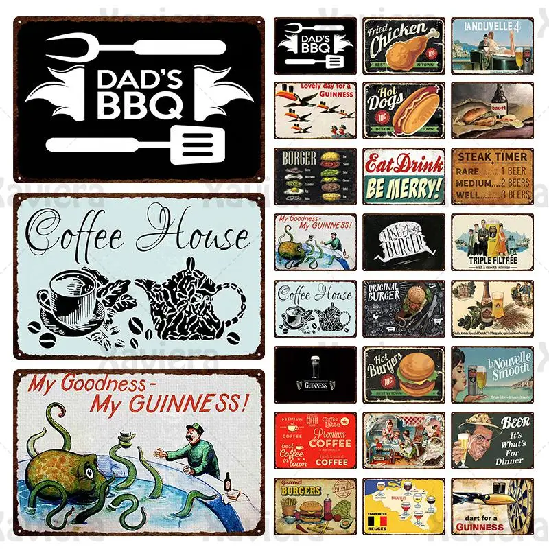 

Tin Sign Metal Poster Fast Food BBQ Beer Coffee Decorative Metal Plaques Vintage Wall Decor For Bar Pub Cafe Diner Home 30x20cm